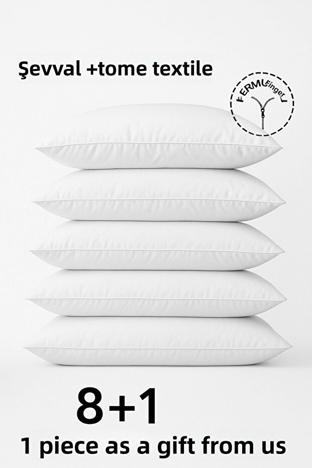 Şevval Home Cotton 50 X 70 White Inner Liner (8+1 Pieces) Pillow Mattress with Gift