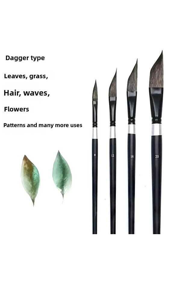 Paint Watercolor Angled Brush Set, Ceramics, Gilding, Miniature, Flower Painting 4 Pcs-Set
