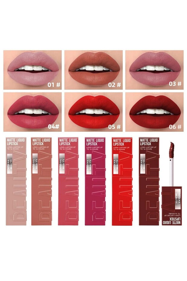 24 Hour Lasting Matte Lipgloss Set of 6 Liquid Lipsticks