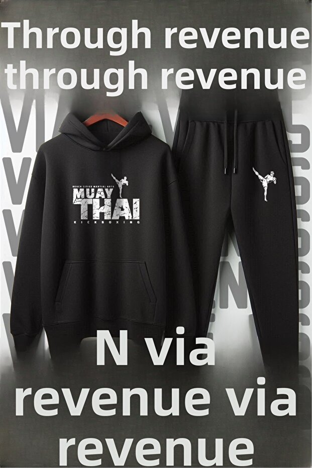 Muay Thai Kickboxing Printed Unisex Wide Fit Soft Fabric Hooded Tracksuit Set