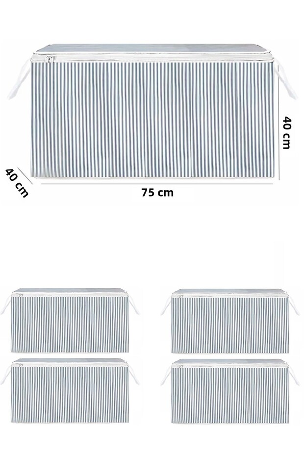 5 Pieces - Chest Type Trash Can Mini - Laundry & Sweater Etc. Hurcu 45X40X30 - Stain Resistant Striped Model