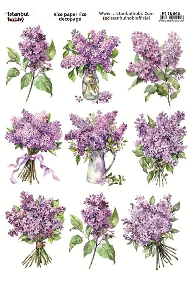 Brass Decopage Paper 30X42Cm Pt-1684 Flowers