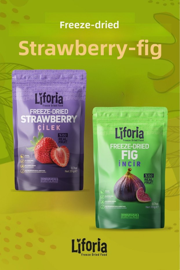 2-Pack Freeze Dried Fruit - Healthy Snack - Freeze Dried Strawberries and Fig Dried Fruit