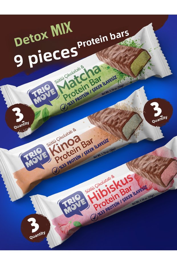 Protein Bar 9-Piece Mixed Variety Pack 50 Gr X9 Pieces (Pack 4) Trio Move