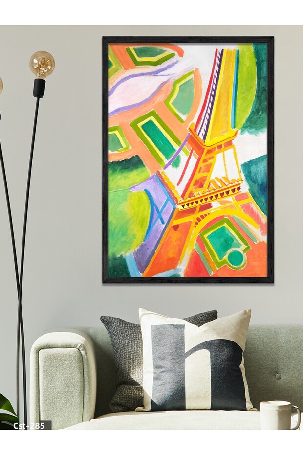 Colorful Eiffel Tower One Piece Black Wooden Framed Painting