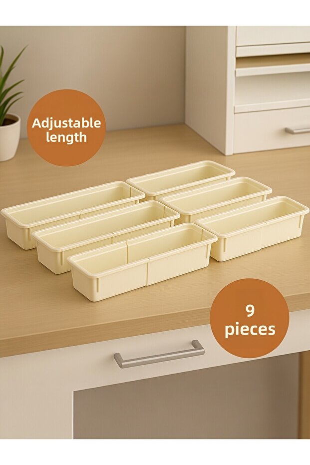 Set of 6 Adjustable Length Multi-Purpose Drawer Organizer Cutlery and Knife Holder Set Medium Size