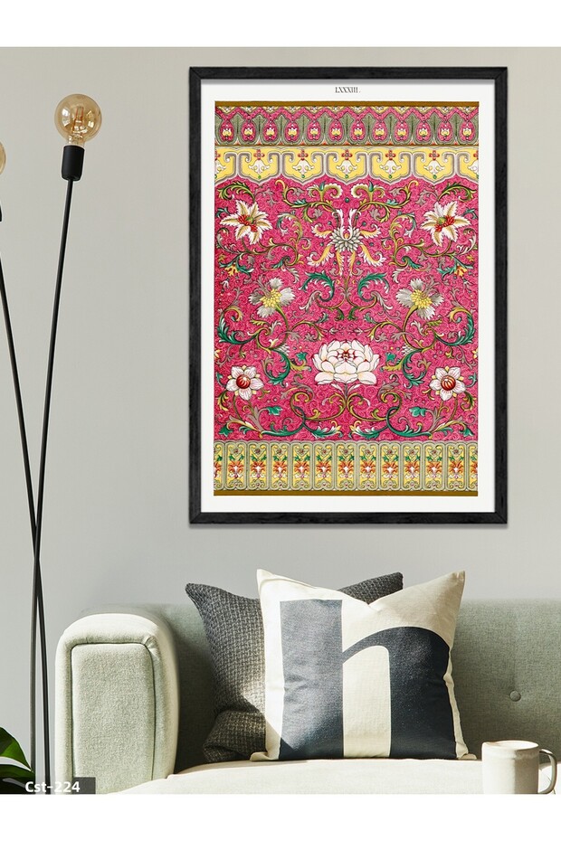 Ethnic Ornament Motif Single Piece Black Wooden Framed Painting