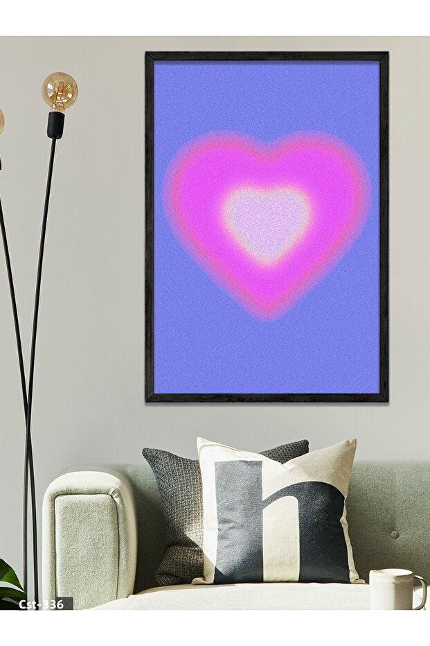 Pink Heart One Piece Black Wooden Framed Painting
