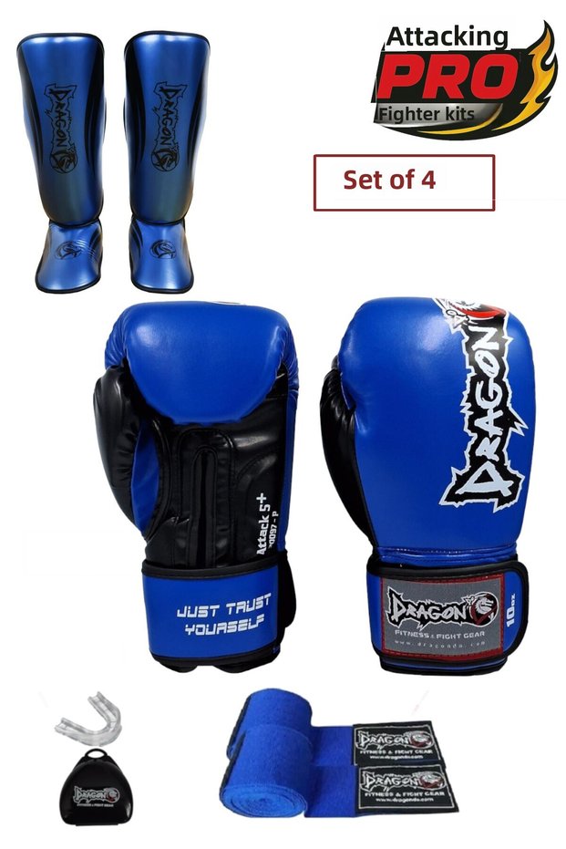 Dragon Attack Boxing Gloves Set of 4 Boxing Gloves 40716 Horse Protective Bandage Mouthguard Set