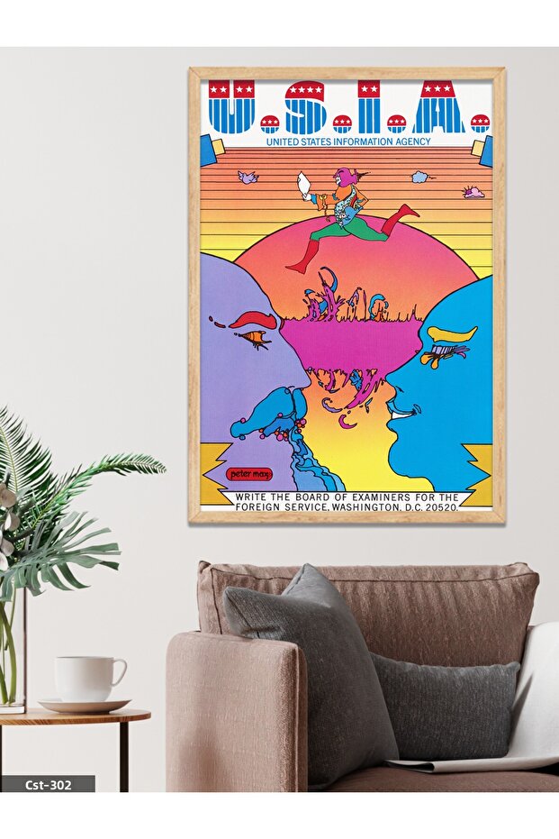 Peter Max Poster One Piece Wooden Framed Painting