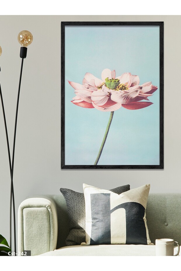 Pink Lotus One Piece Black Wooden Framed Painting