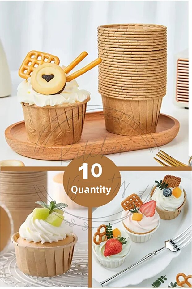 10-Piece Kraft Muffin Cupcake Mold Cake Capsule Natural Cake Mold, Safari Concept, Airfryer Compatible