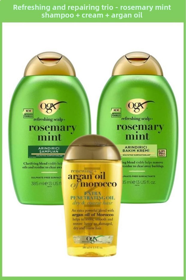 Revitalizing and Repairing Trio - Rosemary Mint Shampoo + Cream + Argan Oil