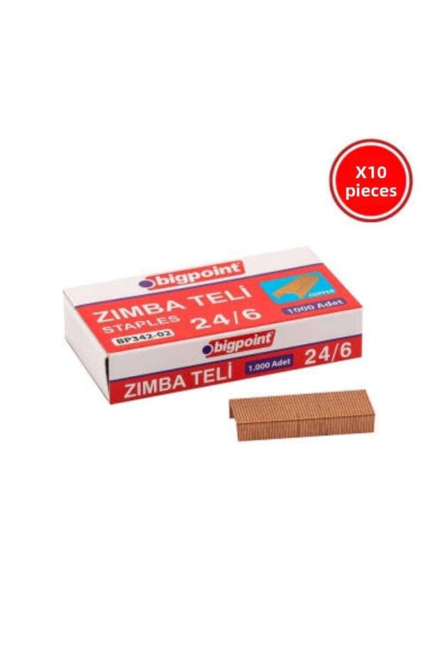 Staples No: 24/6, 1000 Pieces, 10 Boxes, 30 Sheets, Yellow
