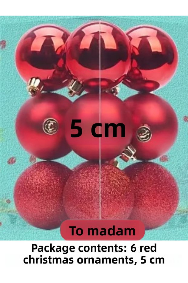 6 Pieces Christmas Tree Ornament 5 cm Glittery and Shiny Tiny Cute Ball Tree Ornament Christmas Tree Decoration Bright Color