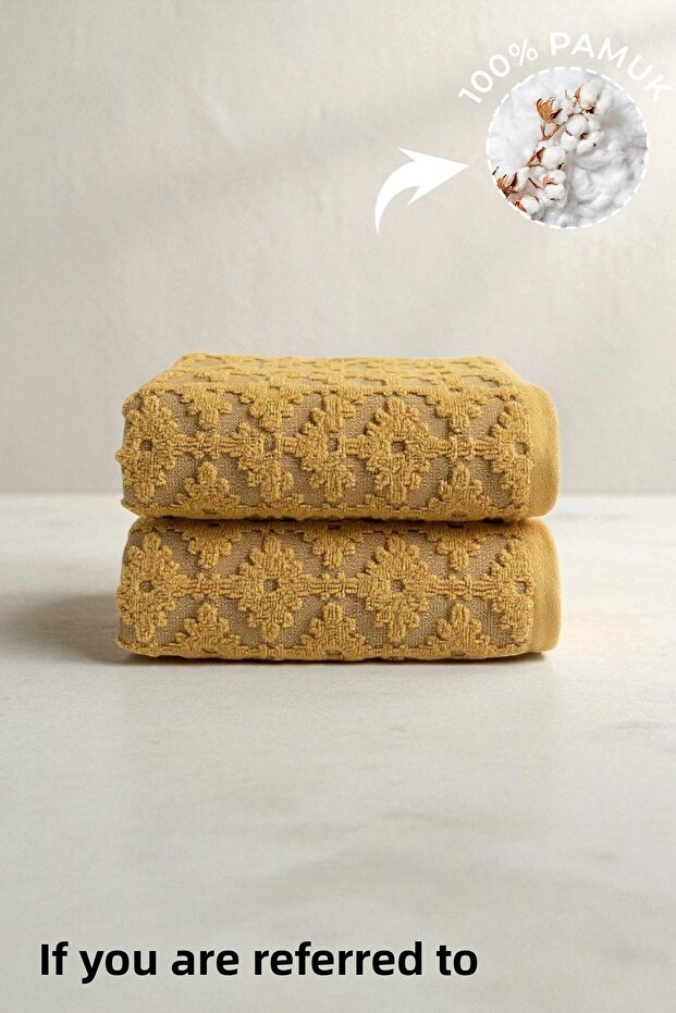 2-Pack Arya Mustard Hand Towels - 50X90 Cm, 220 Gr, 100% Cotton, Spa and Hotel Towels
