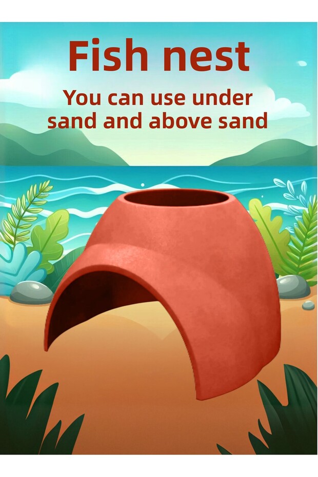 Fish Nest / Test (Orange) Underground Hiding Cave / Sand Mounted Fish Nest