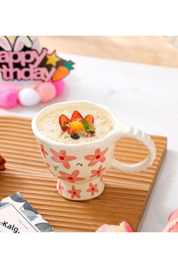 كوب سيراميك بتصميم زهرة برية - 5