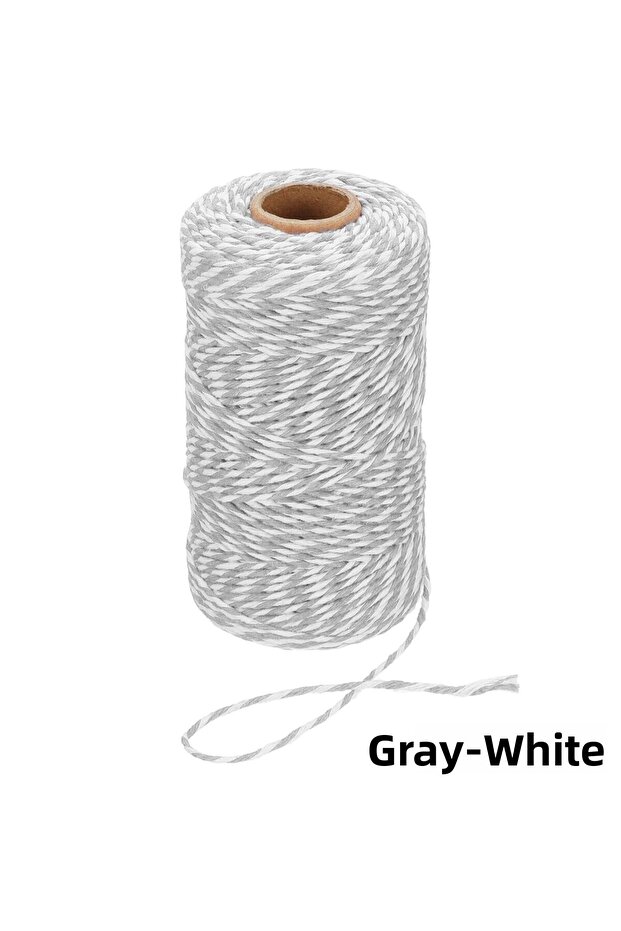 Gift Wrapping, Packing Twine, Martenitsa, DIY Twine, 200 Meters (Twine Baker), Grey-White