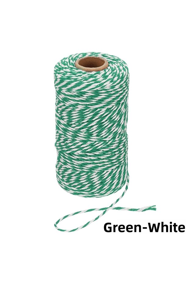 Gift Wrapping, Packing Twine, Martenitsa, DIY Twine, 200 Meters (Twine Baker), Green-White