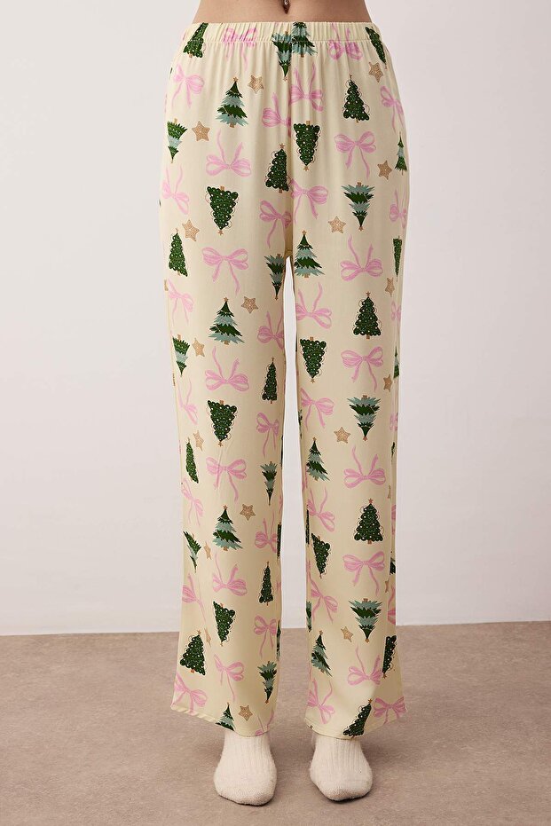 Ekru Yılbaşı Belmando Dokuma Pijama Takımı THMAW26PT00060 - 3