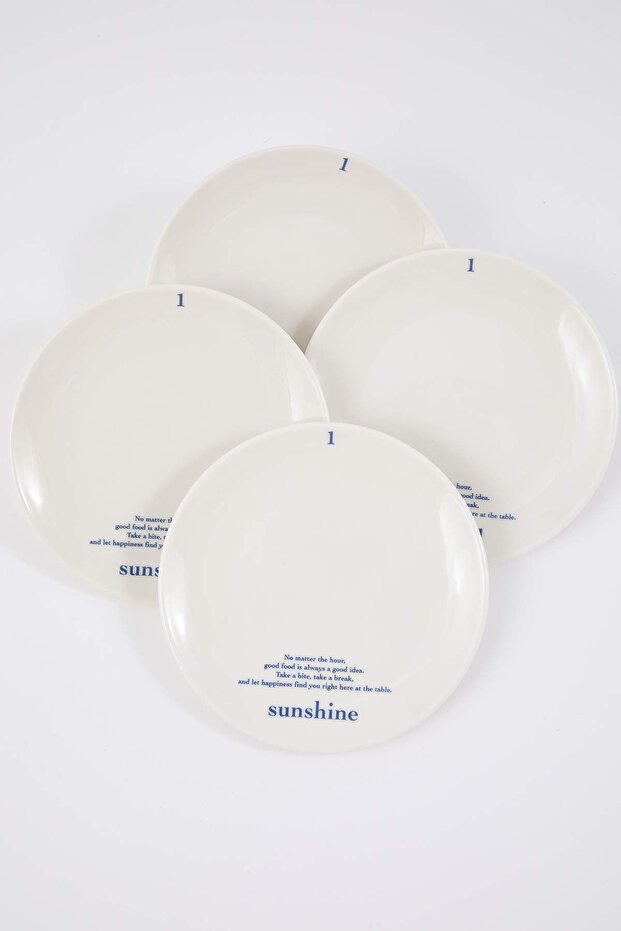4'lü Sloganlı Porseelen Pasta Tabağı Seti 21cm TPHAW26TBK00022 - 5