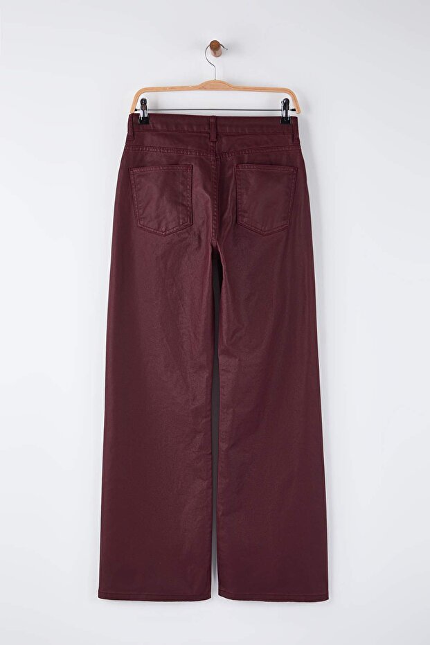 Bordo Kaplamalı Yüksek Bel Wide Leg Jeans TWOAW26JE00166 - 7