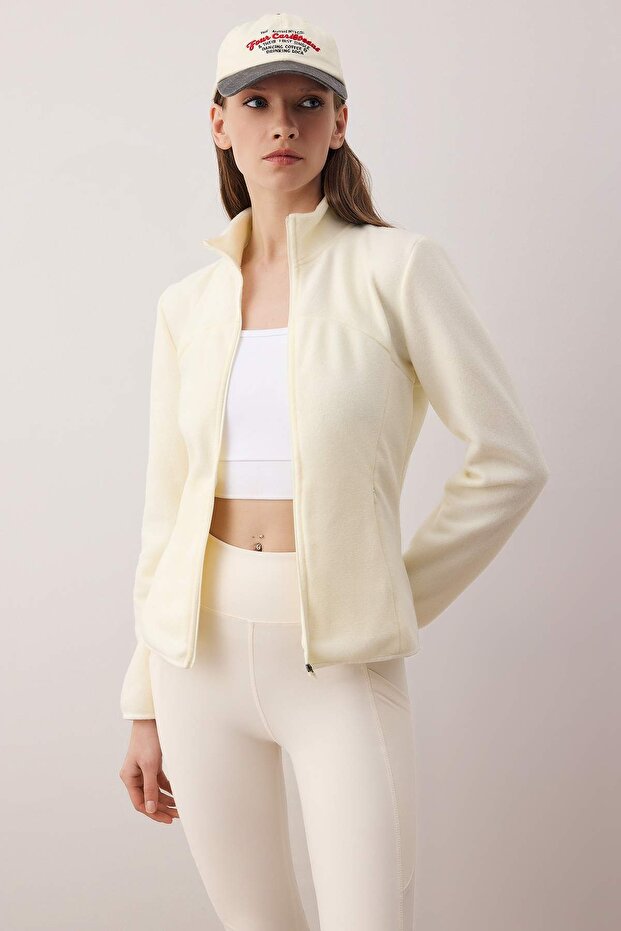 Ekru Polar Örme Spor Ceket THMAW26SK00008 - 2