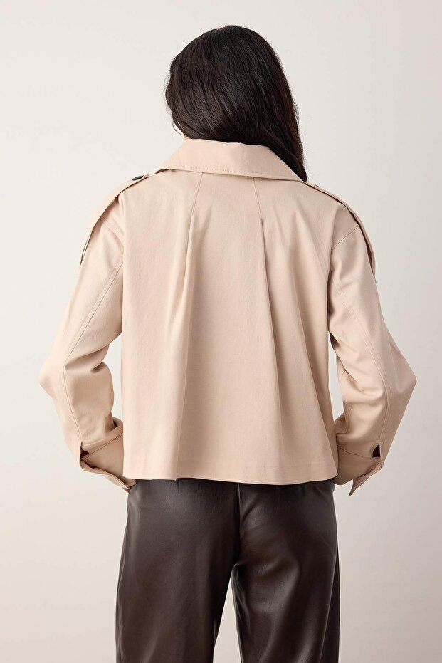 Taş Kruvaze Oversize Kısa Trençkot TWOAW26TR00020 - 4