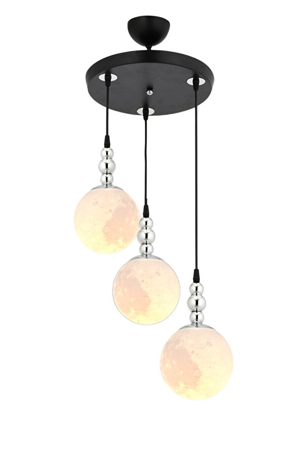 Krater 3’lü 3D Başlıklı Sarkıt Avize Modern Dekoratif Aydınlatma - 3