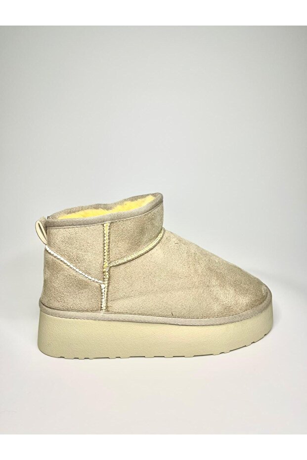 Kadın Süet İçi Kürklü Yüksek Kalın Taban Kışlık Bot & Bootie - 5