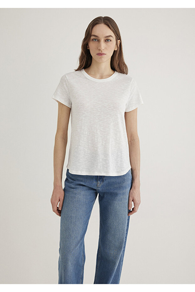 Ecru Basic T-Shirt Regular Fit 1613075-70057 - 4