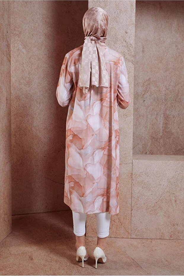 44779 Model Patterned Hijab Tunic - 3