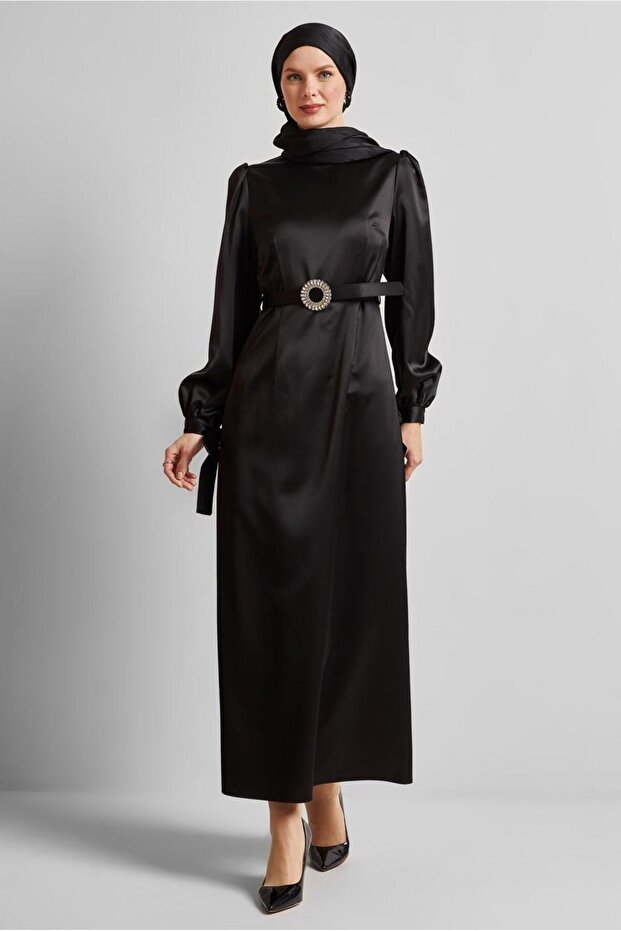 Belted Satin Dress 45551