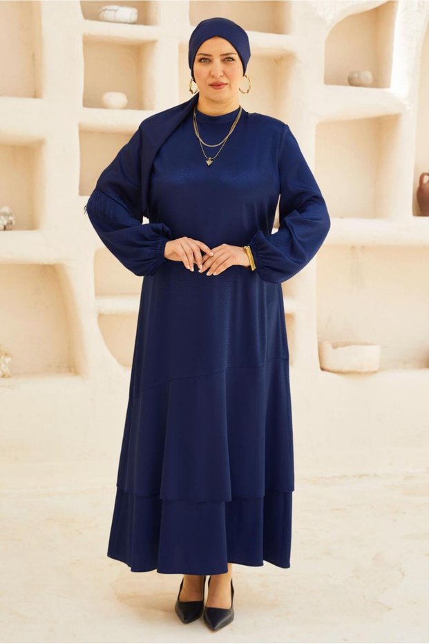 Belted Satin Jacquard Dress 20779