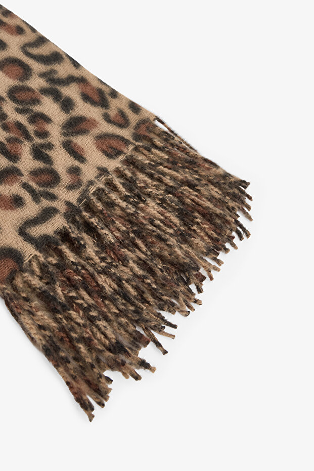 Leopard Patterned Soft Textured Scarf - 3