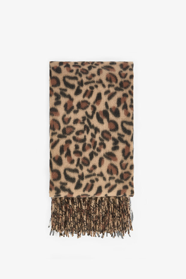 Leopard Patterned Soft Textured Scarf - 2