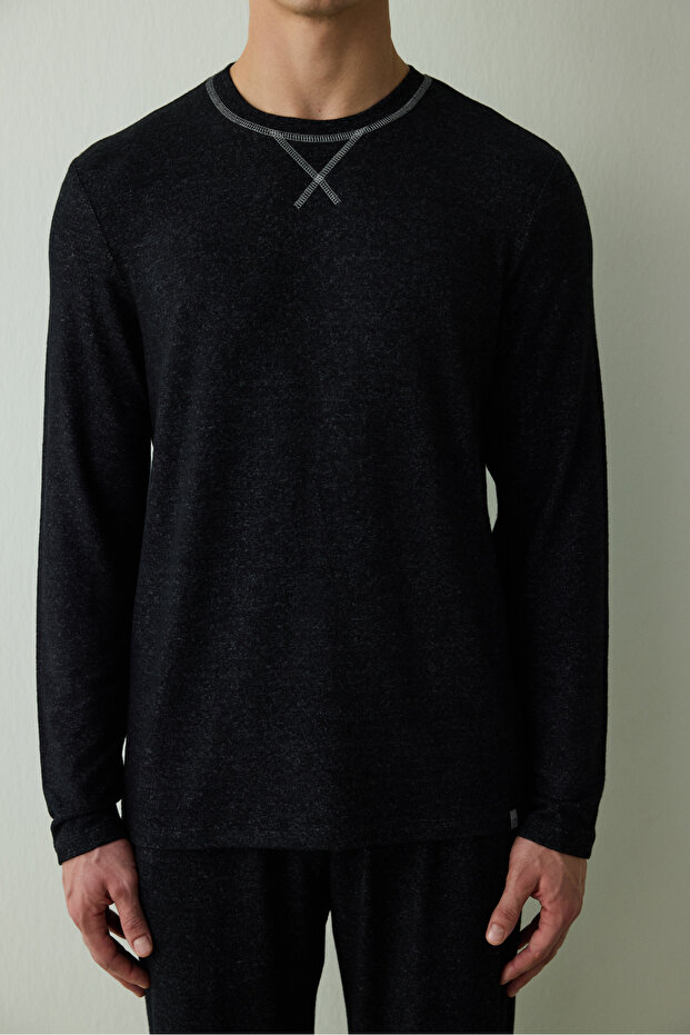 Black Basic Men's Pajama Set - 4