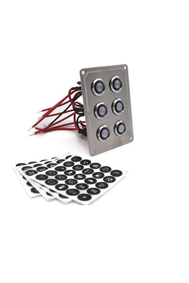 Krom 6'lı Switch Panel Sigortalı Mavi Işıklı - 1