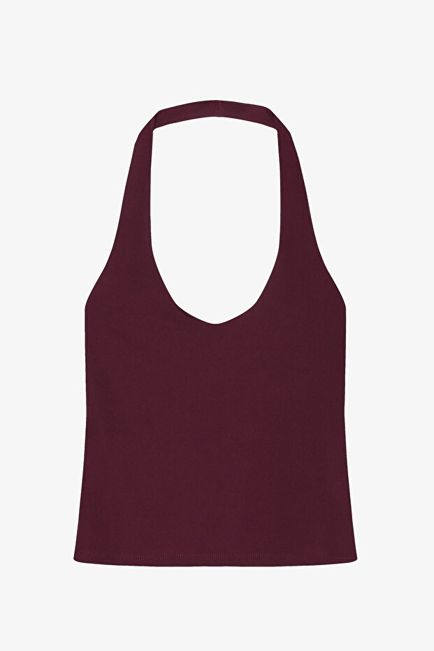 Sırt Dekolteli Halter Yaka Basic Atlet Mürdüm - 2