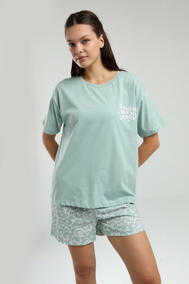 Kadın Yeşil Şort Takım - 4