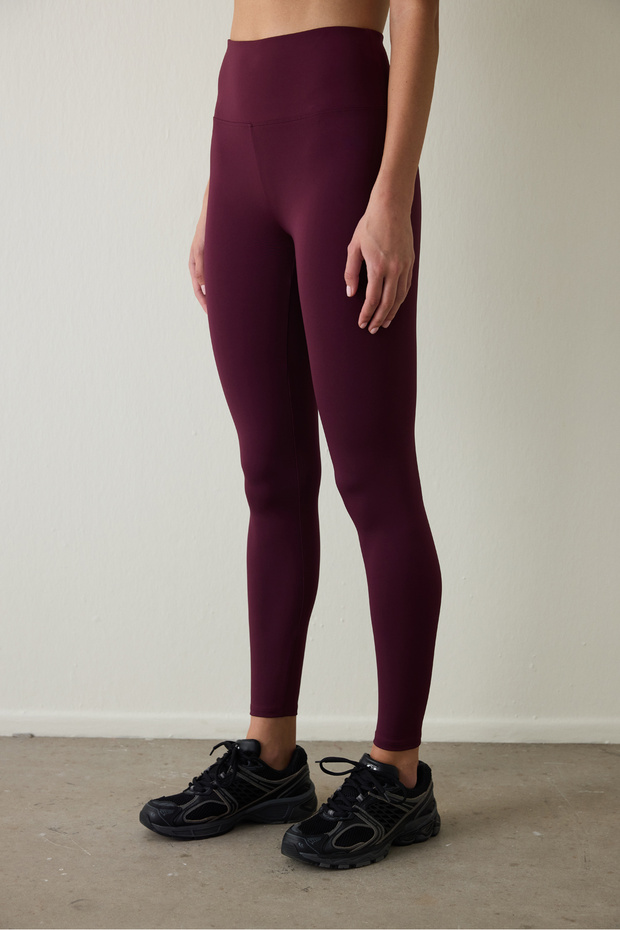 Bordo Yüksek Bel Smooth Feel Tayt - 2