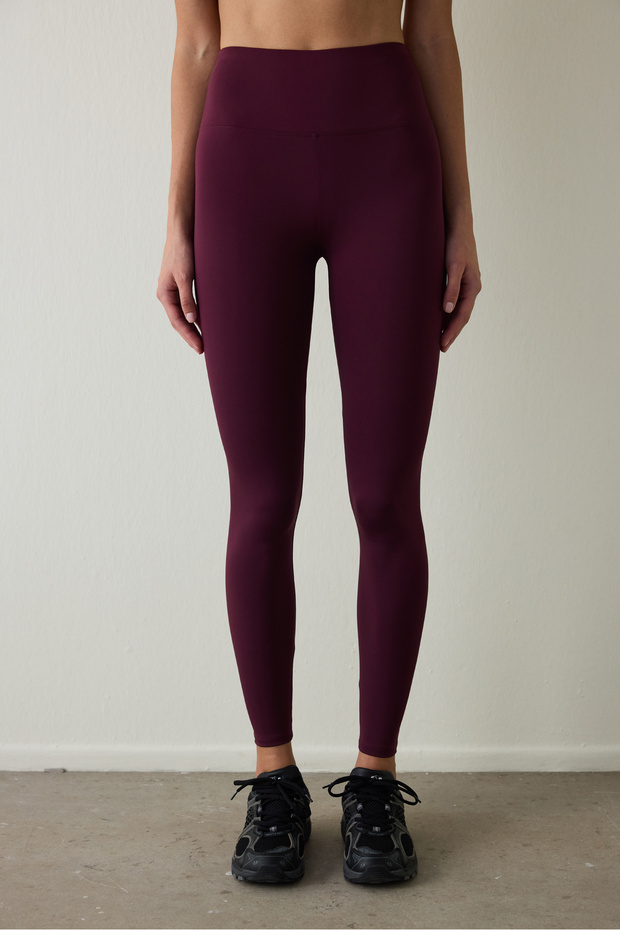 Bordo Yüksek Bel Smooth Feel Tayt - 1