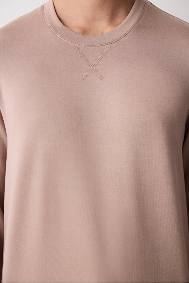 Basic Beige Jogger Pants Pajama Set - 5