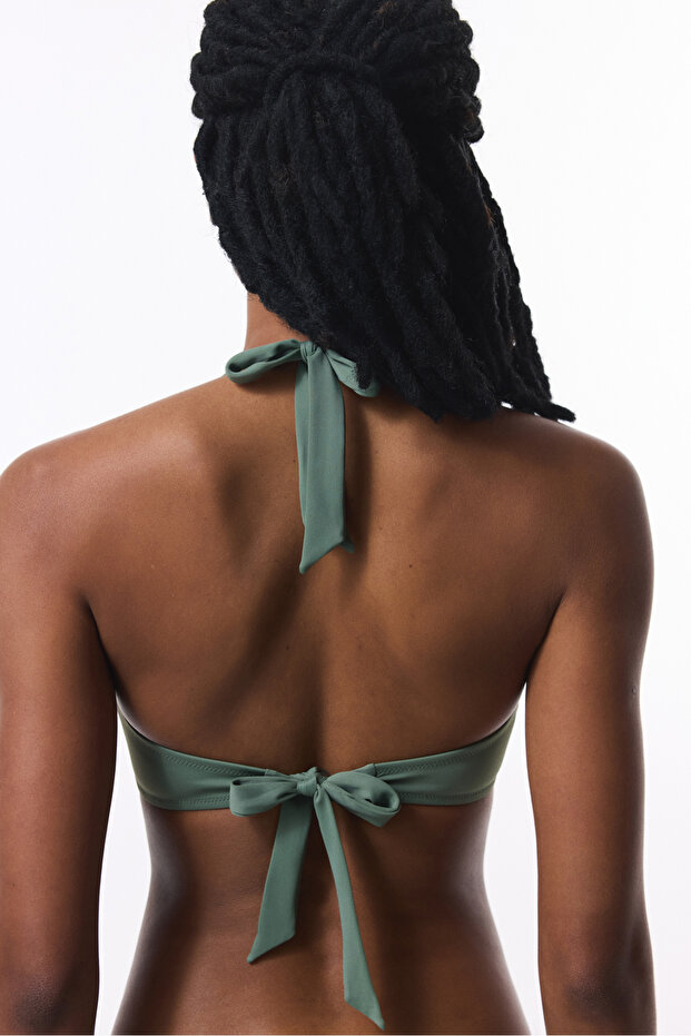 Πράσινο νέο Underwire Triangle Twist μπικίνι μπλούζα - 2