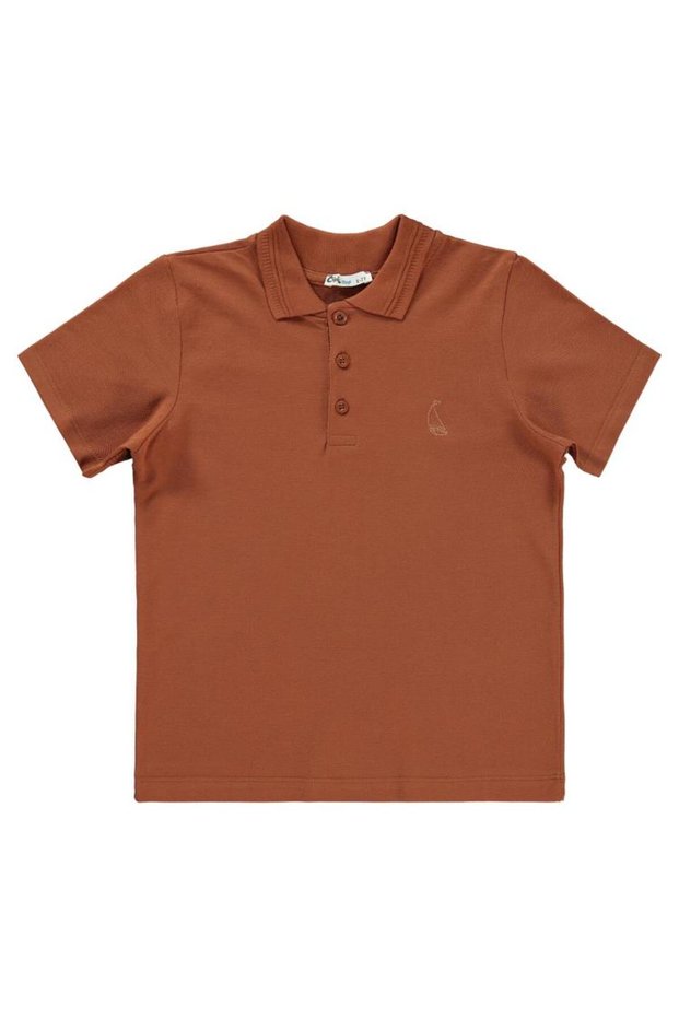 Sail Embroidered Lakos T-Shirt for 6-9 Years Old - Orange