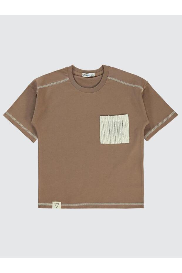 Lace Pocketed Stitched T-Shirt for Ages 6-9 - Brown 6-7 Years