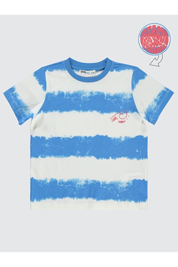 Surf Wave Printed 2-5 Years Old T-Shirt - Blue 3-4 Years Old