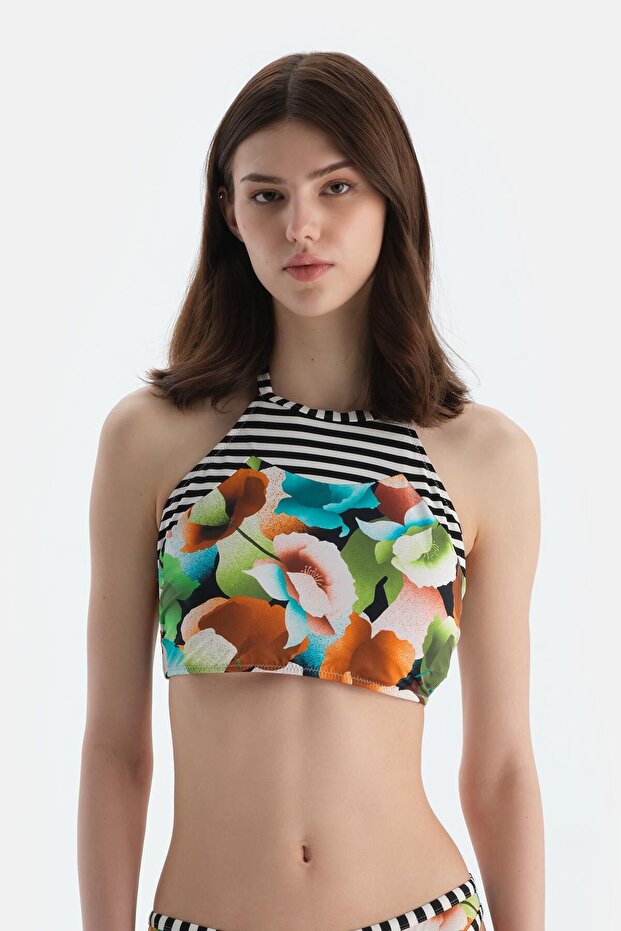 Multicolor Halter Yaka Bikini Üst - 1