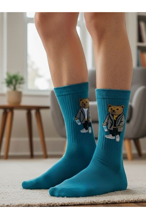 جوارب تنس منقوشة باللون الأزرق - 1